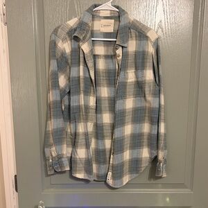 Lucky Brand Plaid Button-Down Shirt in Blue and White